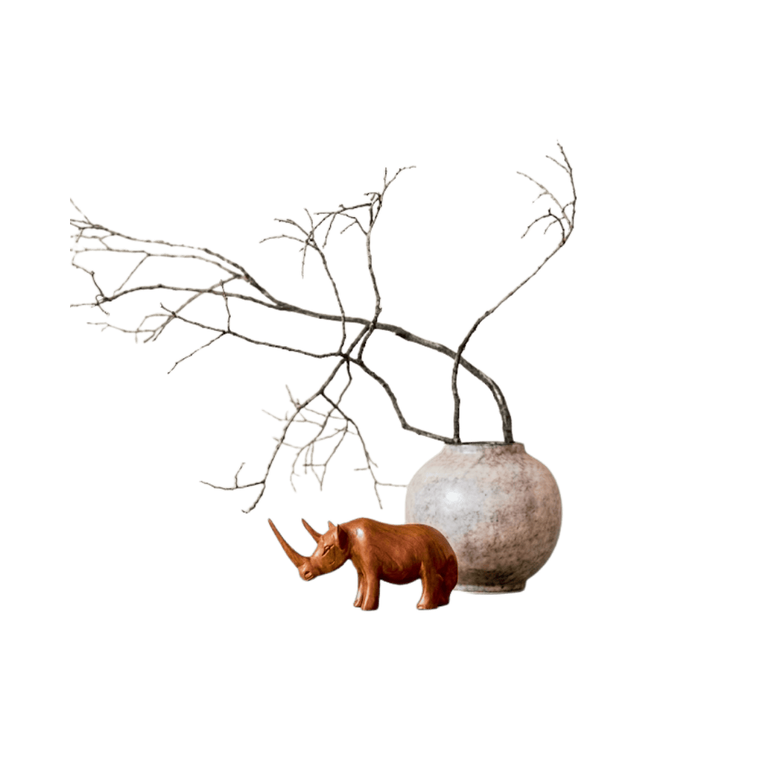 Wooden Rhinoceros Figurine